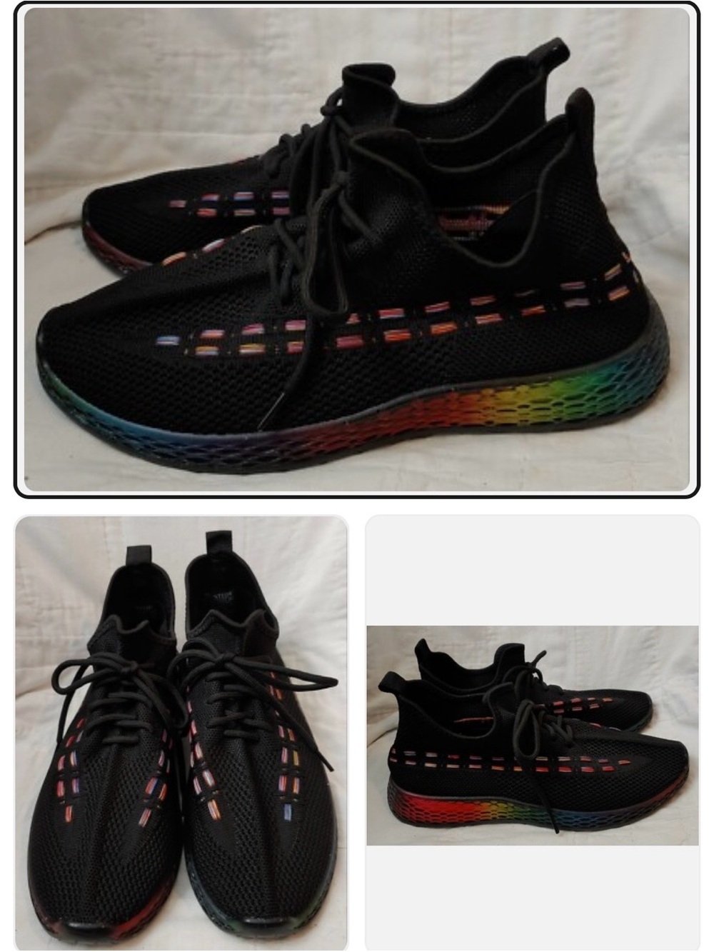 Wanted Black Athletic Shoes with Rainbow Accent